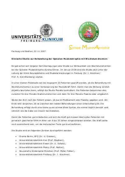 Wachstumshormonstudie Uniklinik Freiburg